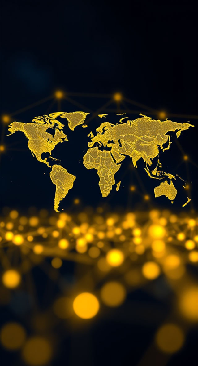 Bumiputera-owned conglomerate in Malaysia - A worldwide map illustrating the global reach and influence of MYKZ Venture Holdings in finance, takaful, F&B, and energy sectors.